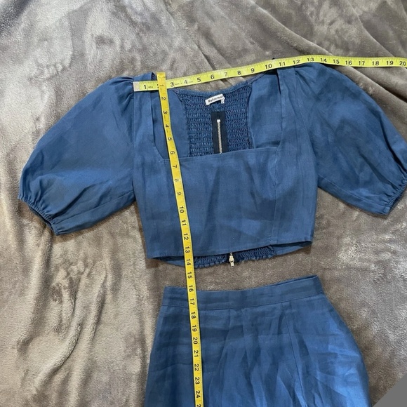 Reformation Yucca linen two piece in blue size 0 - Picture 6 of 12